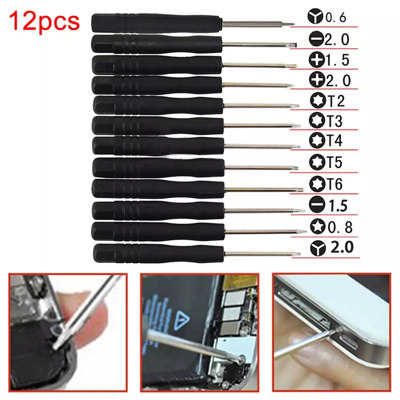 Conjunto de chave de fenda magnética, mini multifunções, iPhone, Smartphone, Tablet, ferramentas de reparação, 12pcs