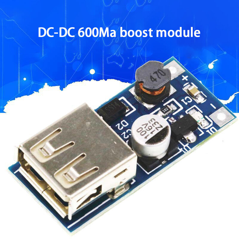 Módulo de impulso de DC-DC (0,9 V ~ 5V) 5V 600MA, placa de circuito de impulso USB, Elevador de potencia móvil