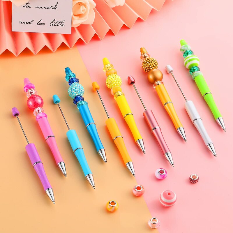 40Pcs Ballpoint Pen Diy Bead Pen Plastic Printed Bead Pen School Office Writing Supplies Stationery Wedding Gift