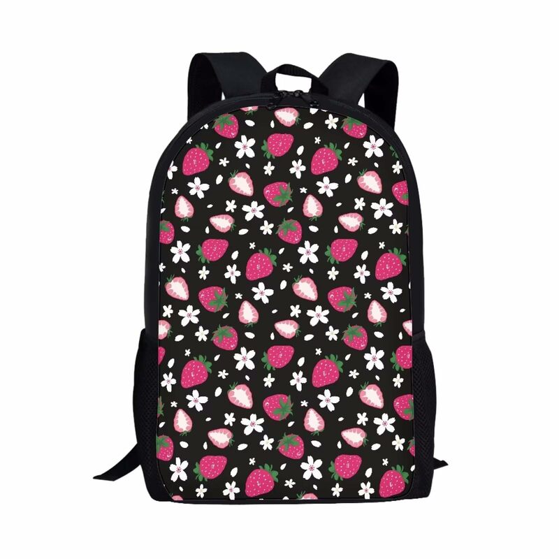 빈티지 꽃 코티지코어 로맨틱 딸기 디자인 패턴 디자인 노트북 여행 학교 가방, 다채로운 자연 귀여운 미적