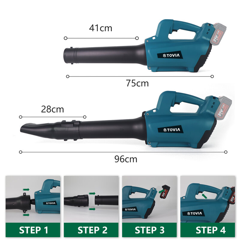 T TOVIA Cordless Electric Leaf Blower 460CFM 120MPH Air Blower Snow Blower Dust Sweeper Garden Tools For 18V Makita Battery