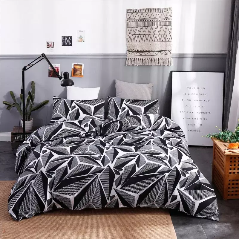 Terno de cama personalizado de algodão Tencel, Cama têxtil doméstica, Multicolor, 1 capa de cama, 2 fronhas, moda