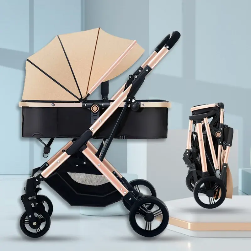 Passeggino leggero passeggino da viaggio pieghevole per neonato a quattro ruote sedile girevole a due vie passeggino portatile