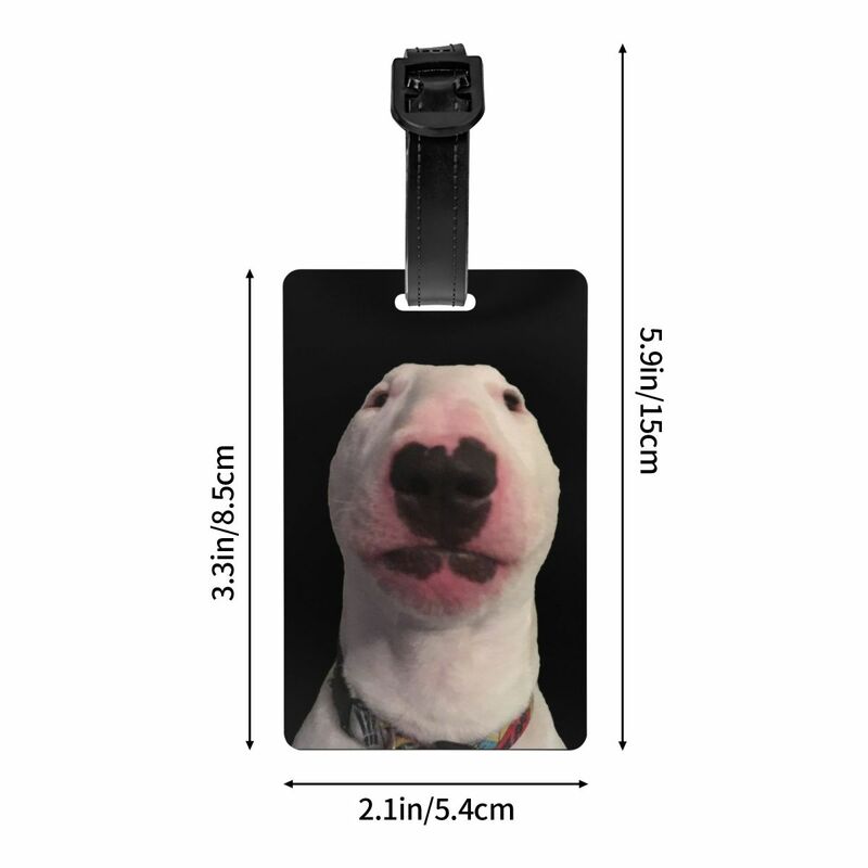 Etiquetas de equipaje personalizadas para maletas, cubierta de privacidad, tarjeta de identificación con nombre, perro Bull Terrier, divertida