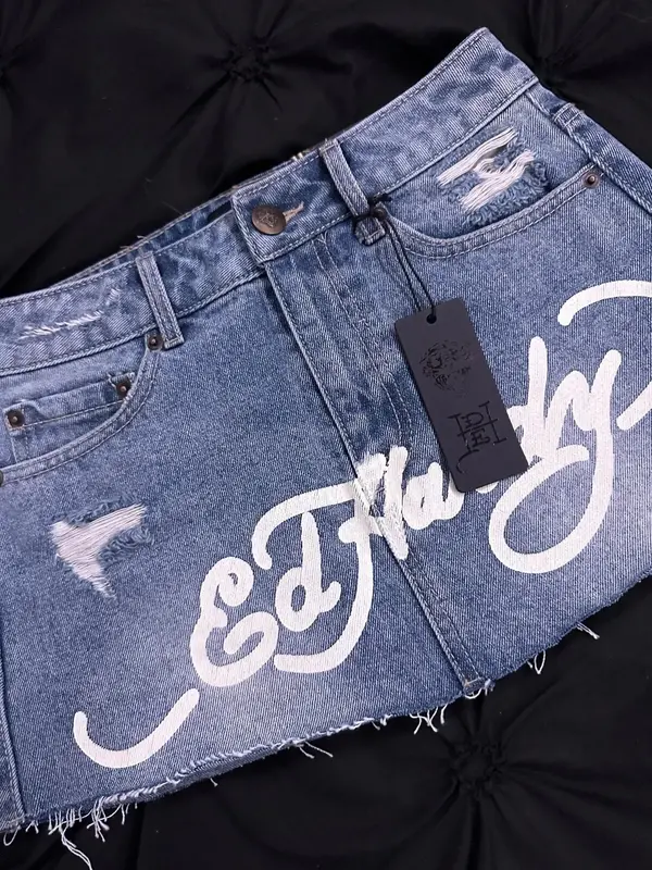Женская короткая джинсовая юбка A Word, модная брендовая Готическая мини-юбка в стиле ретро, сексуальная облегающая юбка до бедра, Y2k, обтягивающие шорты, 2024