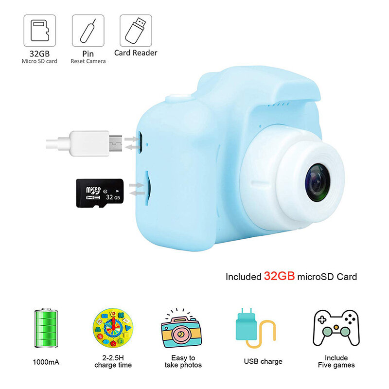 Детские игрушечные камеры 8 миллионов пикселей цифровые селфи-камеры мини-видеокамера детские развивающие игрушки Детские Подарки для девочек и мальчиков