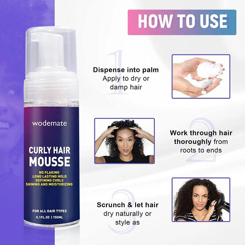 Hair Foam Mousse for Styling Curly Hair Mousse Strong Hold Hair Mousse for Wigs Curl Boost Curly Hair Products Private Label