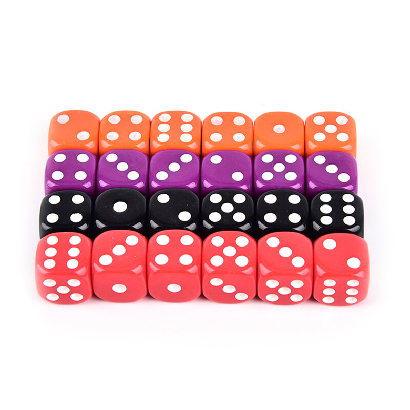 6 pezzi 16MM dadi angoli arrotondati dadi trasparenti a quattro colori gioco da tavolo bere dadi digitali gioco di burattatura