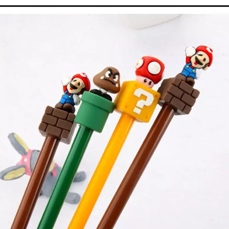 Super Mario Bros czarny tusz pióro neutralne 0.5mm żel długopis kreskówka przybory szkolne dla uczniów długopisy prezent dla dzieci