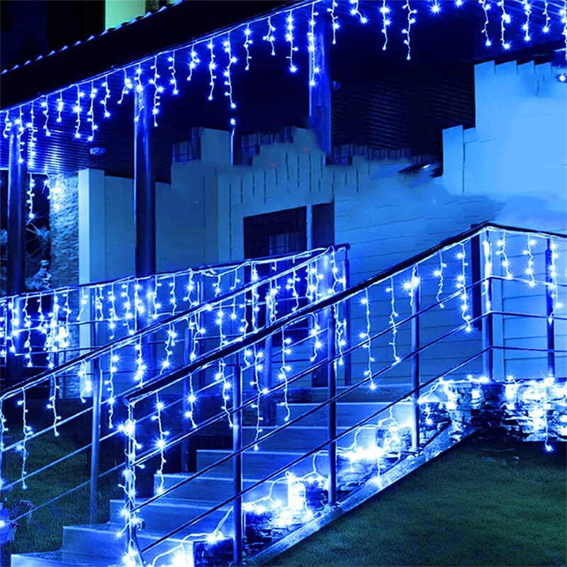 크리스마스 조명 폭포 야외 장식 LED 조명 커튼 스트링 조명, 파티 정원 처마 장식, 5m 드롭 0.4-0.6m