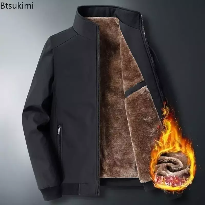 2024 Autumn Winter Fleece Thick Jacket Men Warm Windbreaker Fur Collar Coat Jacket Male Brand Fashion Winter Lamb Wool Parka 8XL