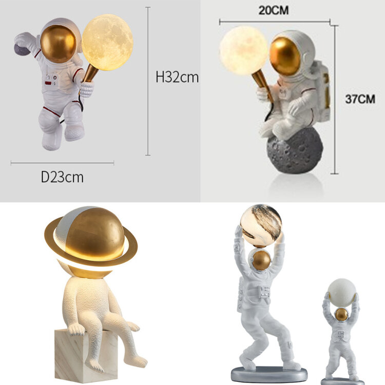 Lámpara de mesa Spaceman para guardería, estatua aeroespacial, luces nocturnas, linterna decorativa para dormitorio de niños, regalo de cumpleaños para niños