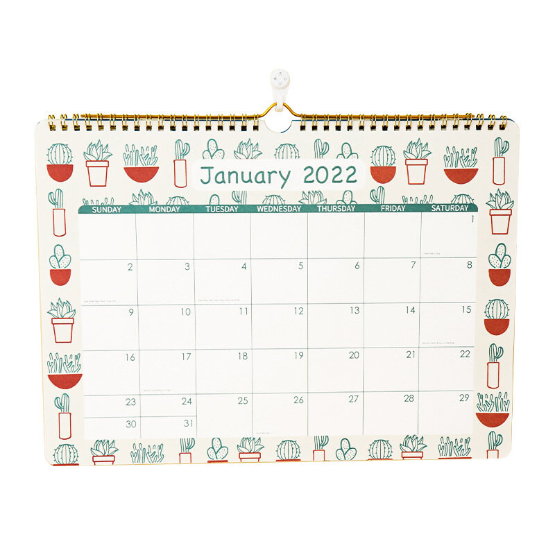 2022 angielski kalendarz ścienny dekoracja biurko szkolne prezent cewka tabela z kalendarzem planer roczny tydzień miesiące data kalendarz ścienny