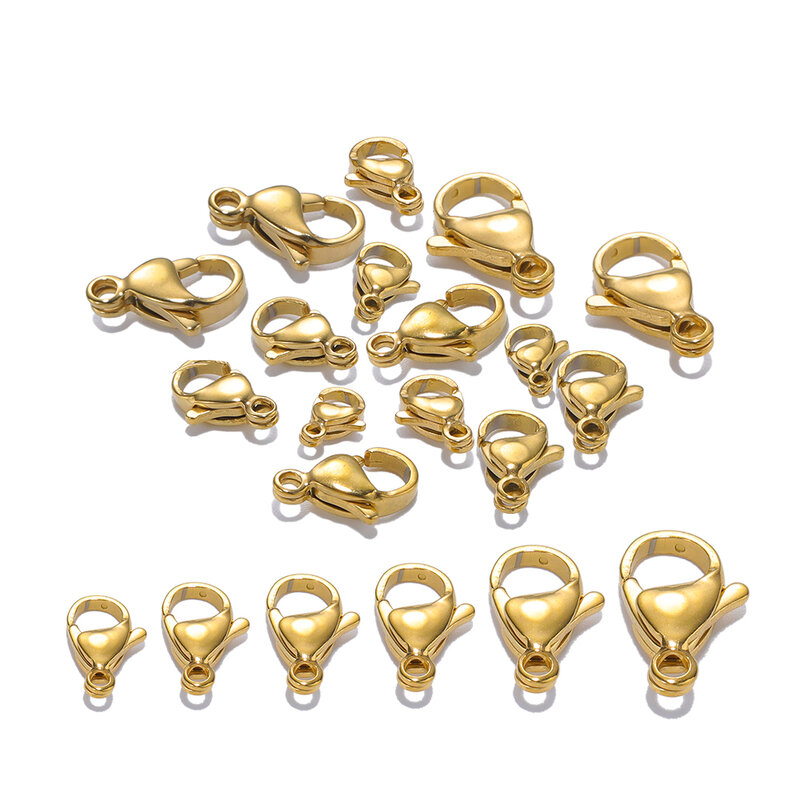 25 قطعة 18K الذهب الفولاذ المقاوم للصدأ المشابك جراد البحر السنانير DIY بها بنفسك قلادة سوار سلاسل مجوهرات مقلدة صنع النتائج لوازم