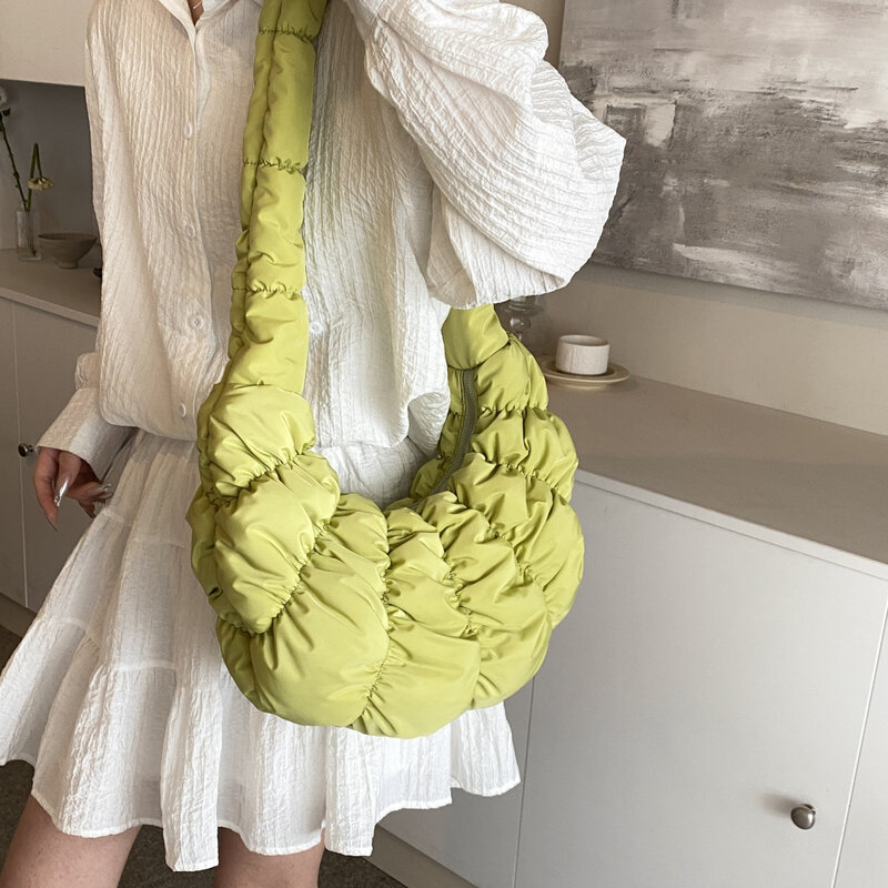 Lemon-bolso de hombro plisado para mujer, bandolera versátil, ligera, de gran capacidad, de diseñador