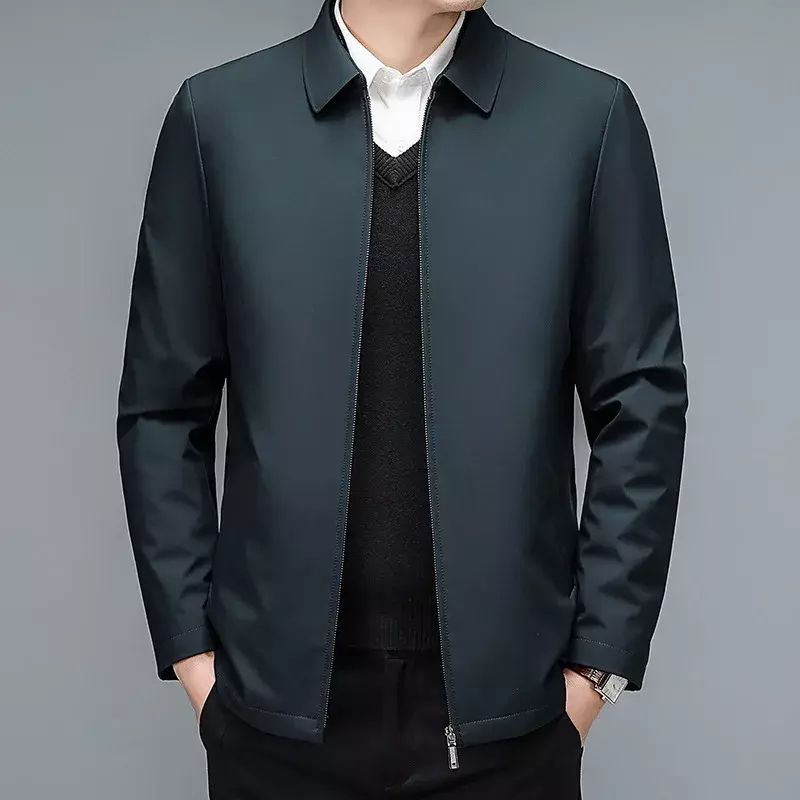 2024เสื้อแจ็คเก็ตขนเป็ดคอปกของผู้ชาย, เสื้อแจ็คเก็ตขนเป็ดให้ความอบอุ่นมีซับในถอดออกได้สำหรับฤดูหนาว