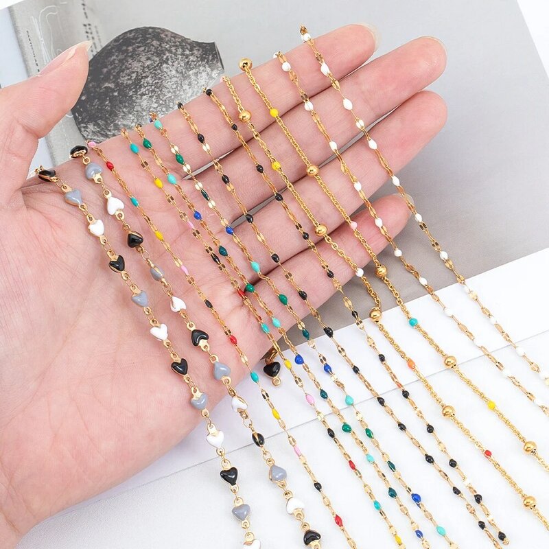 Rantai Baja tahan karat 20meter/gulung tidak pudar rantai dasar Multi ukuran untuk membuat perhiasan DIY rantai kalung grosir