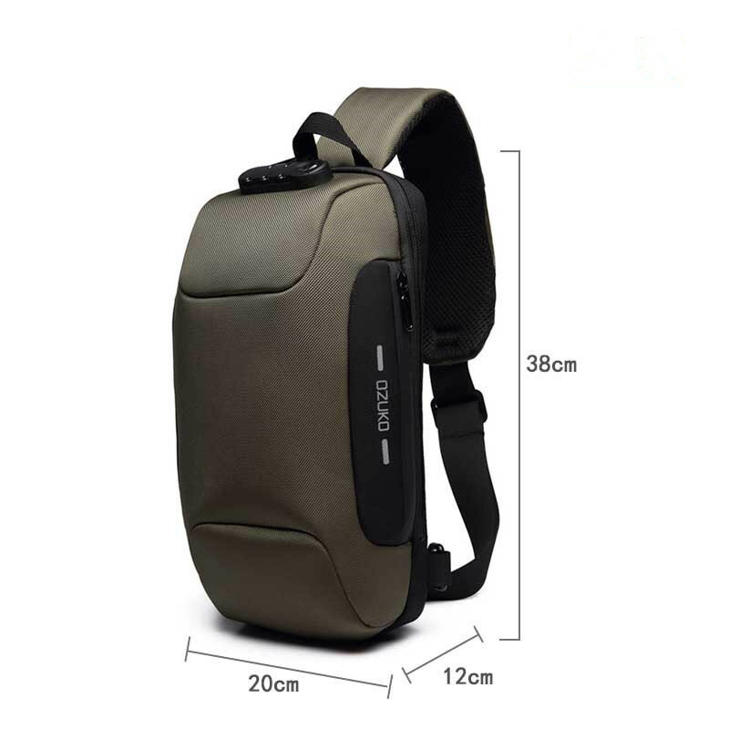 Многофункциональная сумка через плечо OZUKO для мужчин, мессенджер на ремне с защитой от кражи, водонепроницаемый нагрудной мешок для коротких поездок