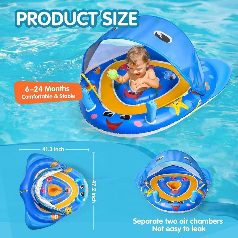 Детский бассейн, плавающий бассейн, надувной плавающий поплавок со съемным солнцезащитным навесом, безопасные тренировочные поплавки для детей, пляж