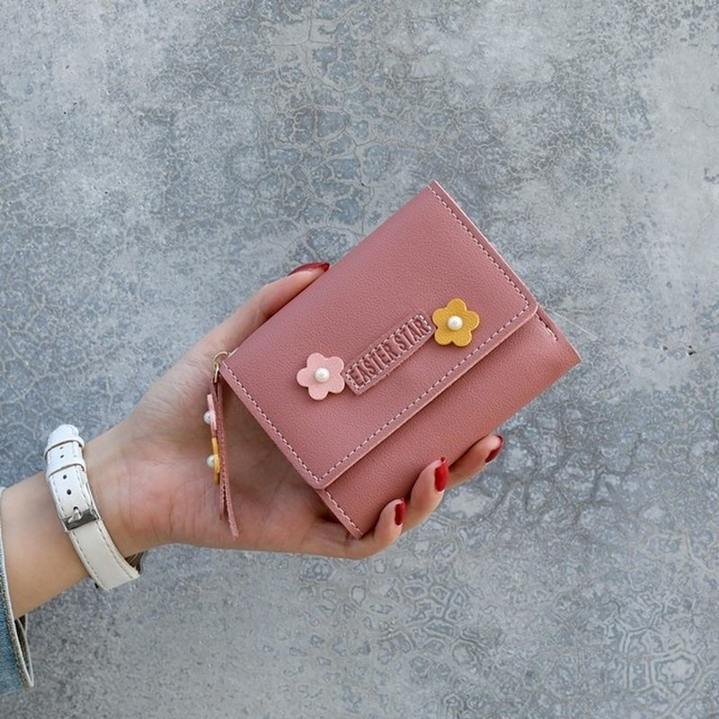 Krótkie japońskie i koreańskie klamry miękki portfel moda Mini składana torba na karty prosty nowy mała torebka