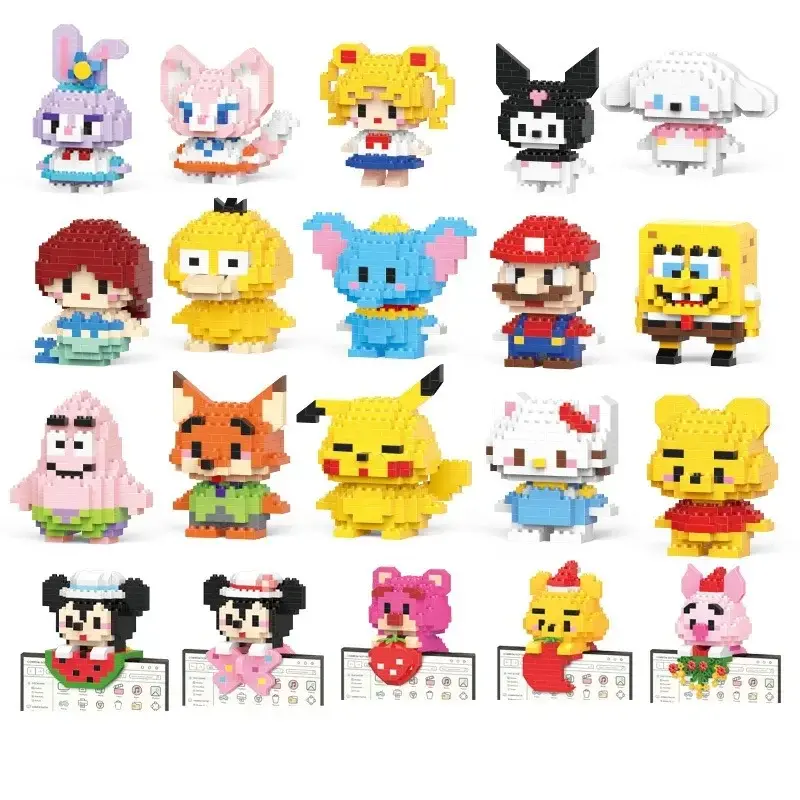 Disney Sanrio Stitzer Mini Block Toy Small Particle Cartoon Character Model Construction Assembly Toy Children's Puzzle Gift