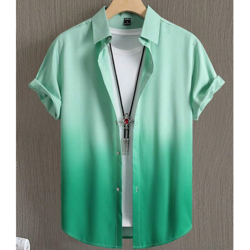 เสื้อฮาวายสำหรับผู้ชายเสื้อโอเวอร์ไซส์แบบหลวม3D ไล่ระดับสีเสื้อและเสื้อเบลาส์คุณภาพสูงสำหรับปาร์ตี้ชายหาด