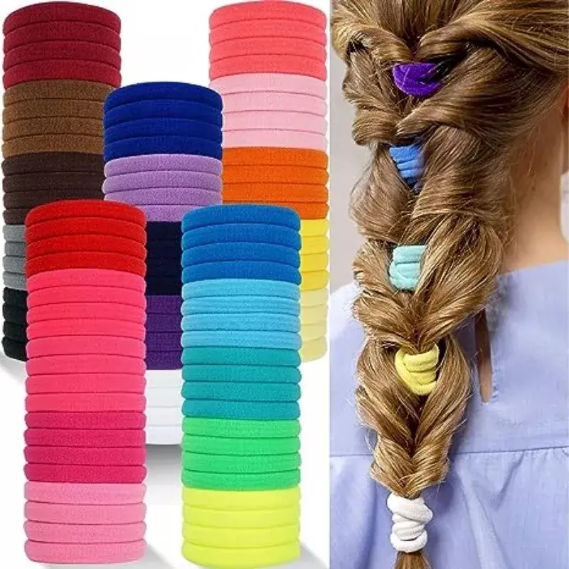 100/500 buah nilon warna-warni ikat rambut elastis untuk wanita nilon Scrunchie tali karet ikat rambut elastis ikat rambut gadis aksesoris rambut