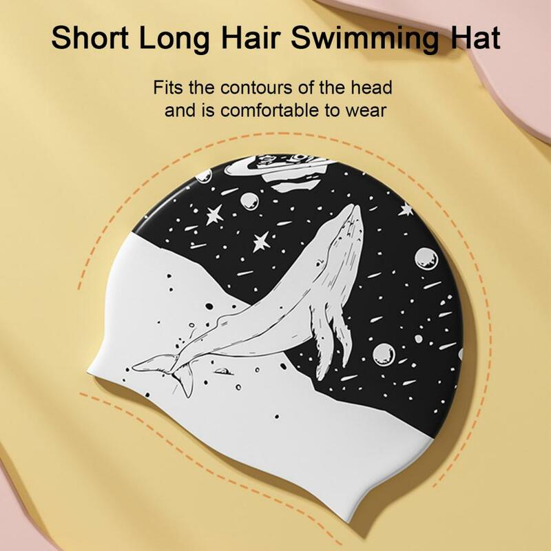 หมวกว่ายน้ำผมสั้นยาวหมวกว่ายน้ำป้องกันหูผมหยิกสั้นยาวปานกลางหนาขนหมวกอาบน้ำอุปกรณ์ว่ายน้ำ