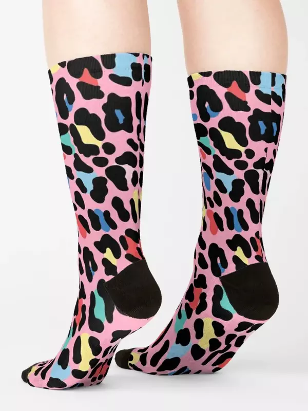 Elebea-Chaussettes léopard arc-en-ciel pour hommes et femmes, chaussettes de hockey chauffantes pour l'été