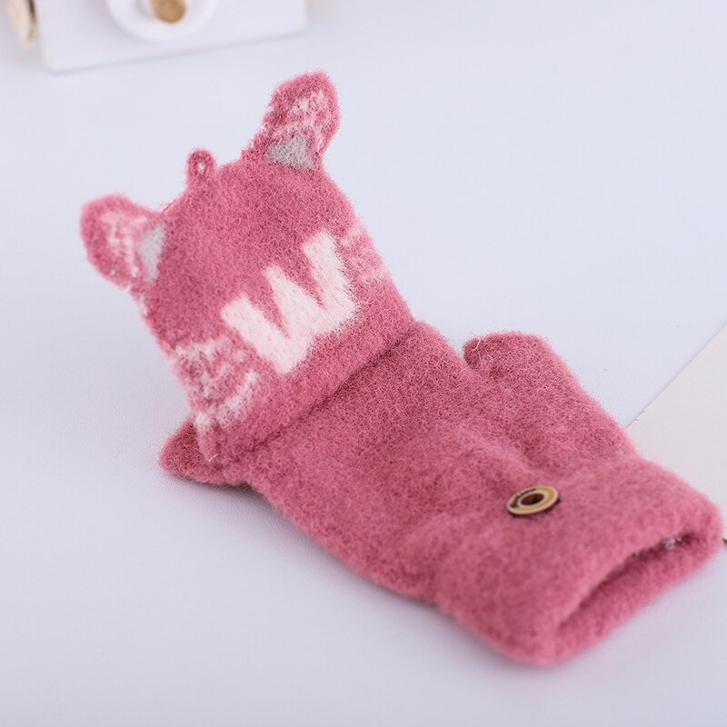 Зимние Детские перчатки мультяшный Кот откидные Детские перчатки для мальчиков и девочек Детские теплые зимние перчатки для малышей аксессуары