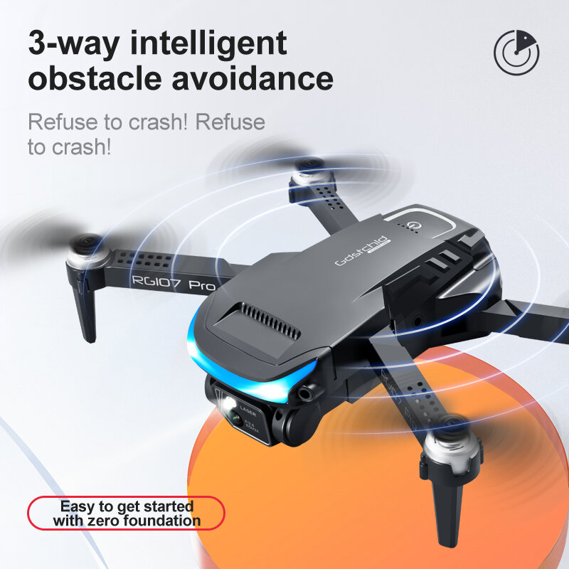 Evitar obstáculos Quadcopter Drone, Fotografia aérea, Quadcopter dobrável, Câmera HD 10K, Superfície tripla, FPV 6000m, RG107 Pro, 2023