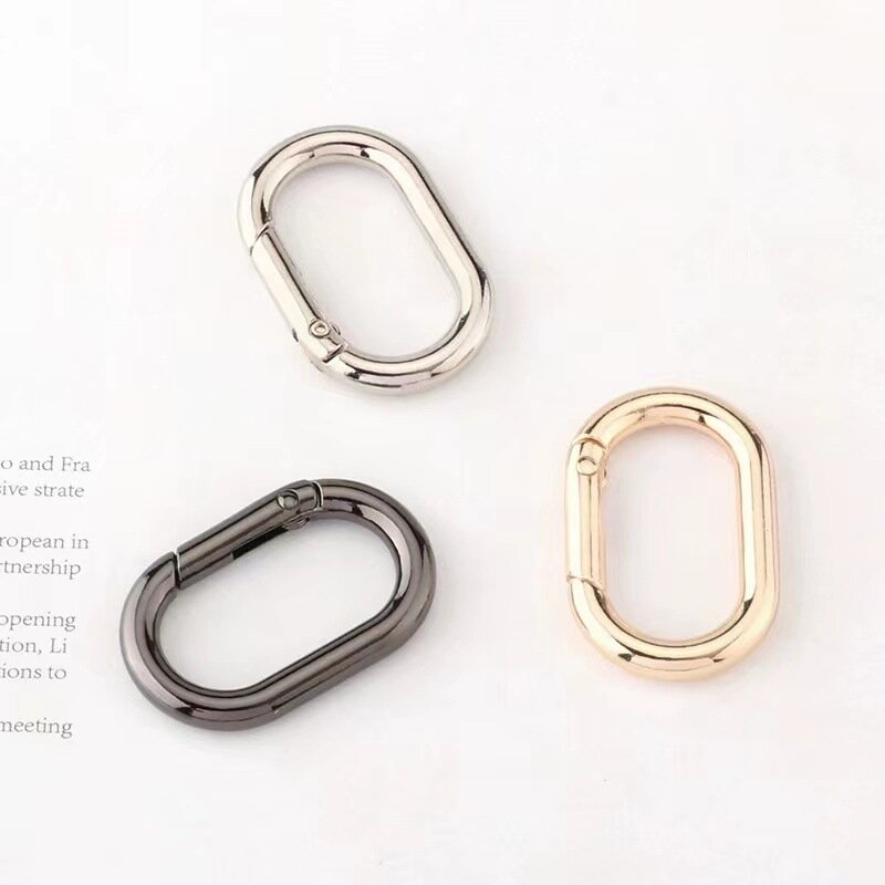 Oval Spring O Ring Leather Bag Handbag Strap Buckle Connect Keyring Pendant Dog Collar Snap Clasp Carabiner DIY Bag Accessories