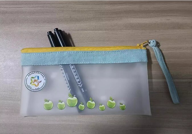 Borsa per matite traslucida con Logo stampato personalizzato borsa per cancelleria per studenti fai da te borsa per File con cerniera in rete borsa per matite con cerniera