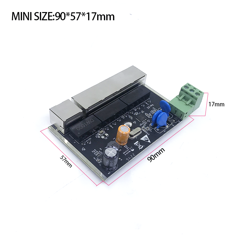 Non gestito MINI 5 porte 10/100M 5V-58V modulo industriale scheda PCBA switch ethernet protezione contro i fulmini 4KV, antistatico 4KV