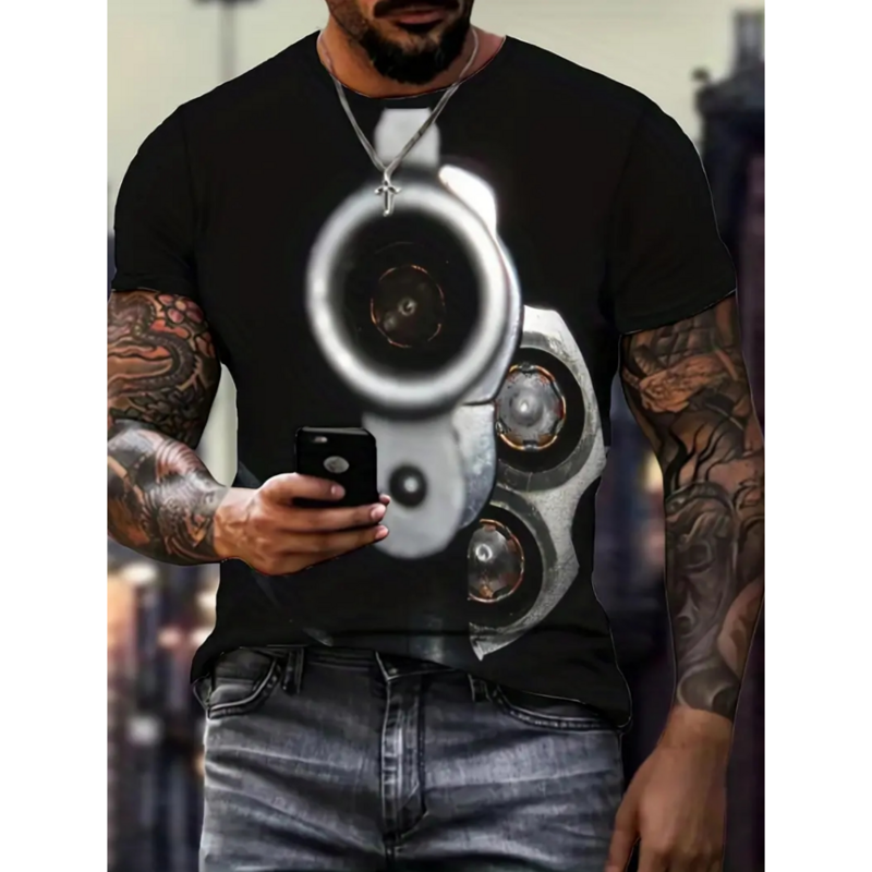 T-shirt manches courtes homme, estival et décontracté, avec impression 3D de odorrétro