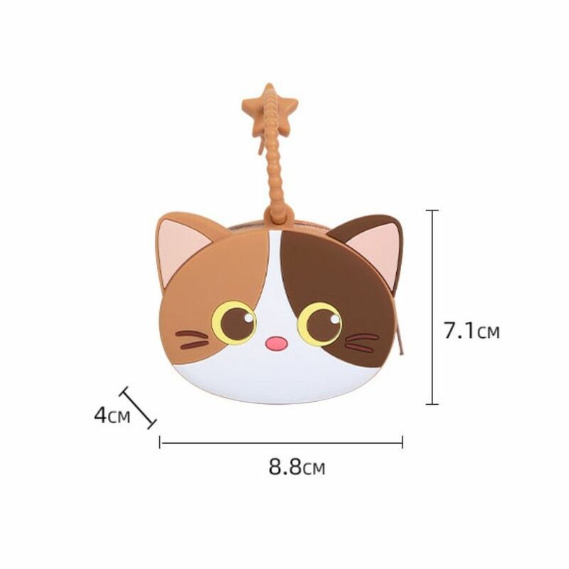 กระเป๋าเก็บซิปรูปการ์ตูน dompet koin ซิลิโคนใหม่พวงกุญแจรูปแมวกระเป๋านักเรียน