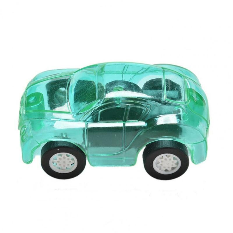 Seguro sem eletricidade brinquedo carro doces cor transparente plástico bonito mini puxar para trás modelo de carro para crianças