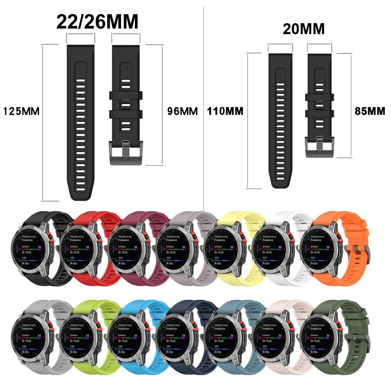 QuickFit – Bracelet en Silicone pour montre connectée Garmin fenix 7 7S 6X 6 Pro 6S 5 5X Plus, 20 22 26mm