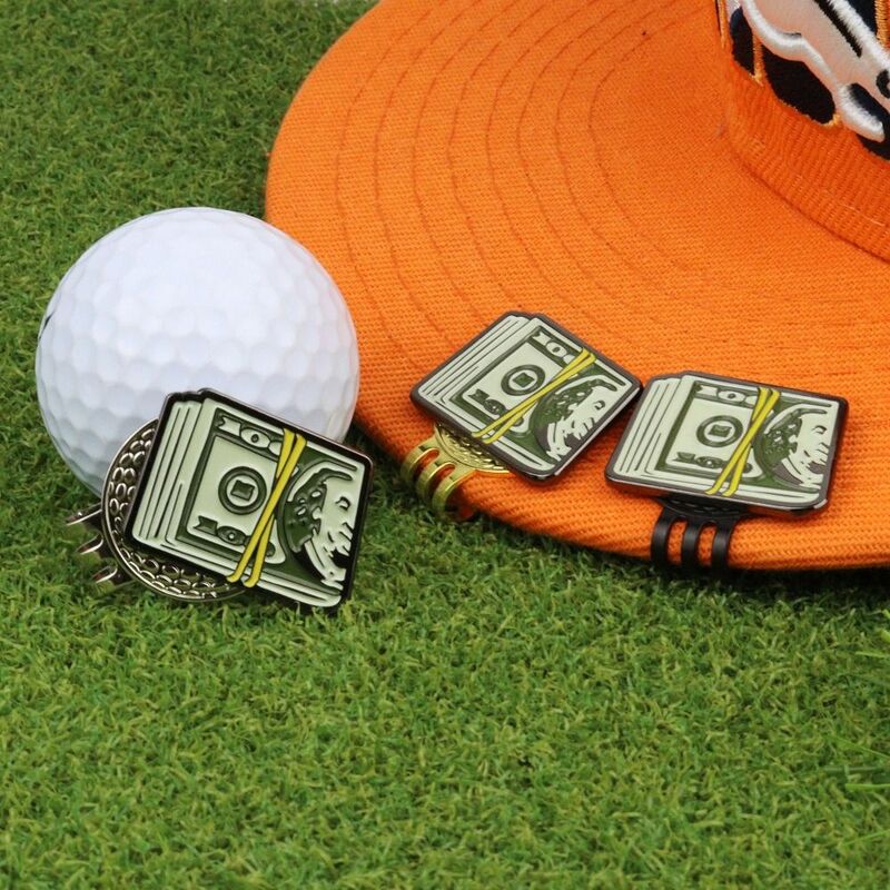 Topi Golf klip penanda bola, klip topi magnetik dolar, mudah dilepas, klip topi Golf dolar AS