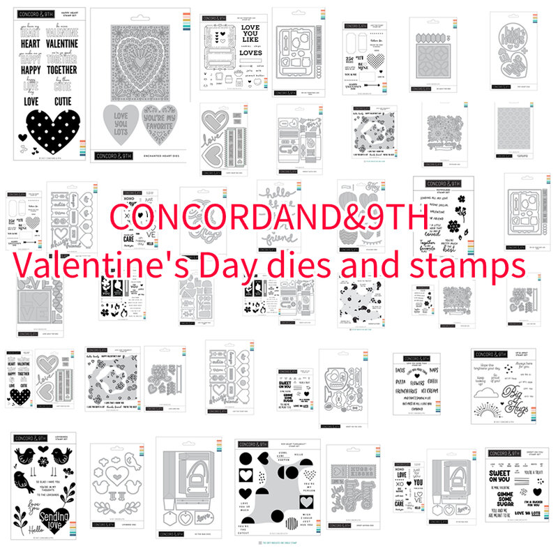 CONCORDAND & 9 Valentine Metal Cutting Dies Scrapbook Diary dekorasi stensil Embossing Template DIY kartu ucapan buatan tangan