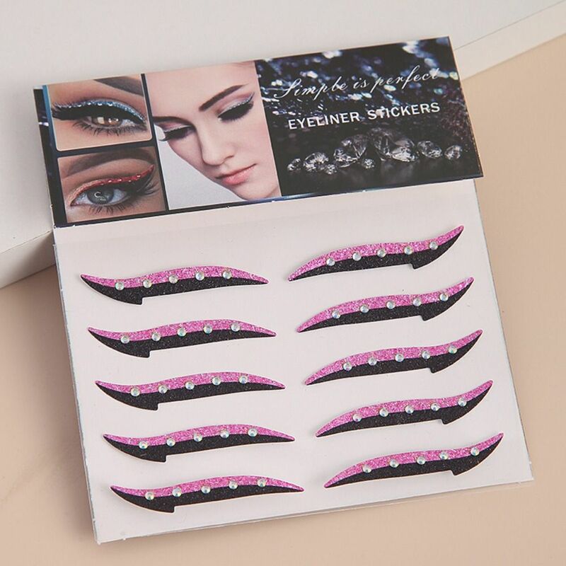 15Pairs Bling Crystal Crease Eyeliner Sticker Trendy Waterproof Reusable Eyeliner Stickers New Self-adhesive