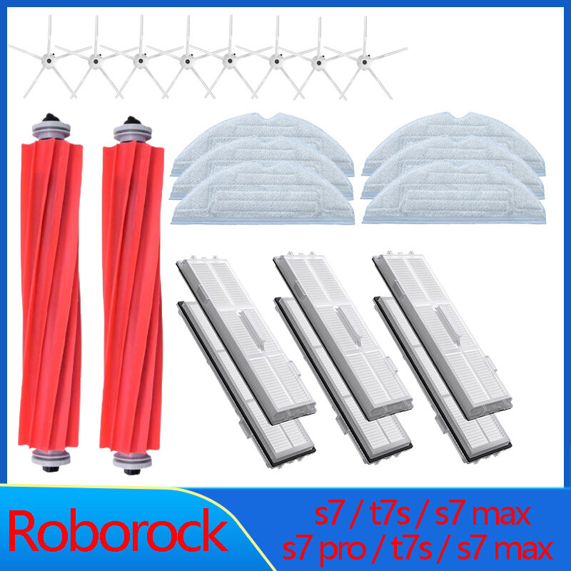 For Roborock S7Max s7MaxV S7 S70 S75 T7S Plus Main Side Brush Mops Cloths HEPA Filter Kit Robotic Vacuum Cleaner Accessories