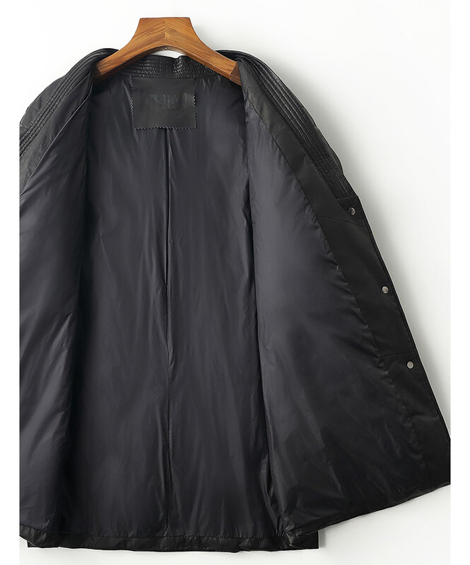 AYUNSUE-2023 겨울 정품 양피 자켓, 여성 따뜻한 다운 코트 진짜 가죽 자켓 중간 길이 다운 코트 벨트 Manteau Femme