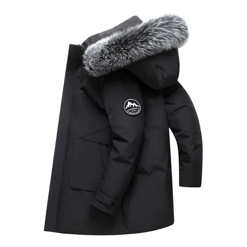 Abrigo informal con capucha para hombre, chaqueta con relleno de plumas de ganso blanco, longitud media, impermeable, alta calidad, Invierno