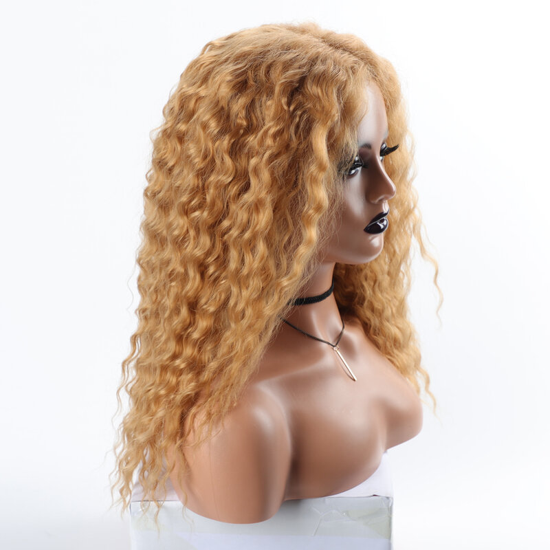 Onda de água 4 × 4 peruca de renda longa peruca encaracolada com peruca de laço suíço cabelo humano mistura peruca indiana para preto