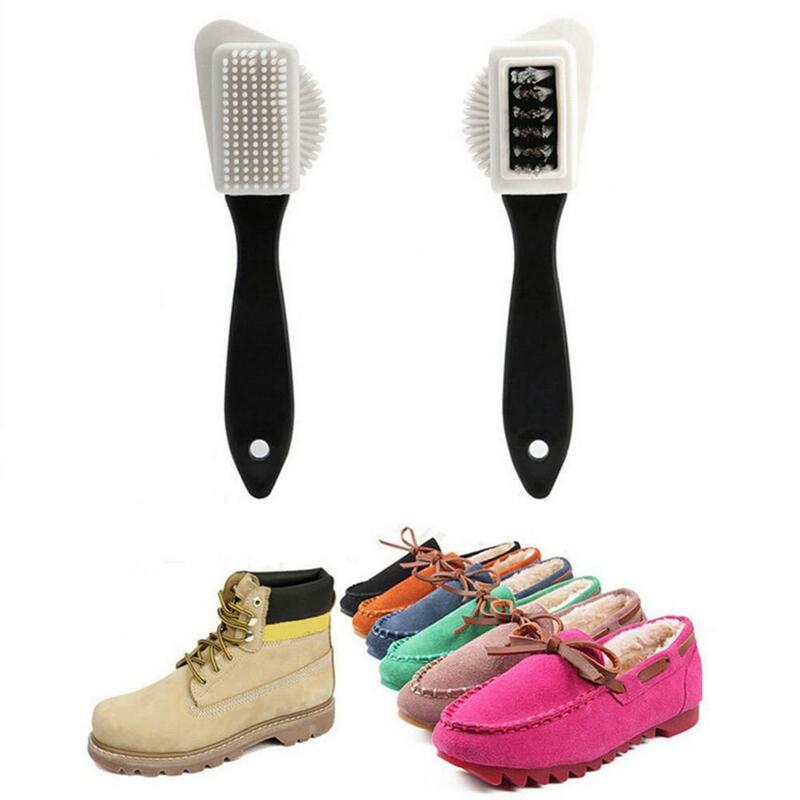 Brosse à chaussures en plastique en forme de S, nettoyeur de chaussures, daim, bottes de neige, chaussures en cuir, livres ménagers, outils et accessoires, 3 côtés