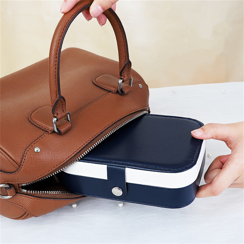 Portagioie portatile a doppio strato portagioie da viaggio collana orecchino anello custodia portaoggetti scatola portagioie da donna in pelle PU di alta qualità