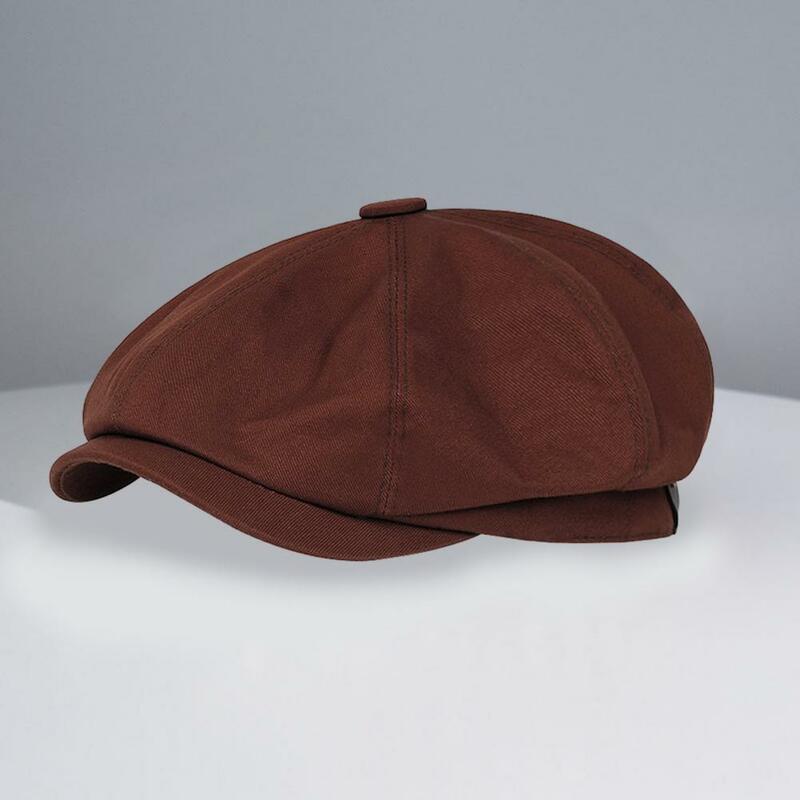 Unisex Vintage Cotton Cap octogonal, Headwear leve para adultos, aba curta ondulada, chapéu de cor sólida