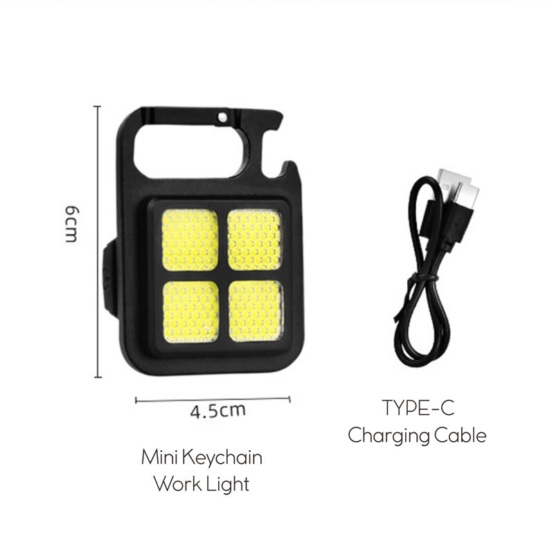 محمول صغير سلسلة المفاتيح LED مصباح يدوي USB قابلة للشحن COB ضوء العمل في الهواء الطلق في حالات الطوارئ التخييم المفتاح الصيد الخفيفة