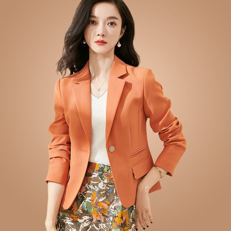 Женский короткий Блейзер, однотонный облегающий пиджак в Корейском стиле, весна-лето 2023